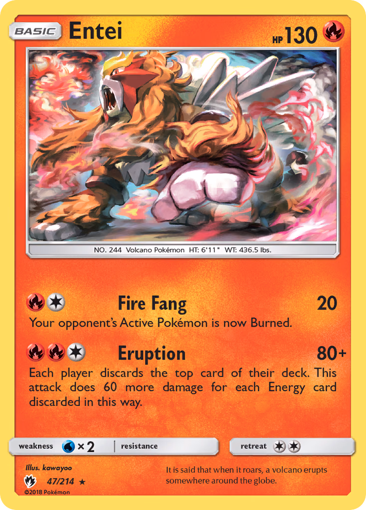 Entei Pokemon card (47/214, Lost Thunder)