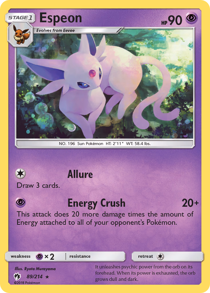 Espeon Pokemon card (89/214, Lost Thunder)