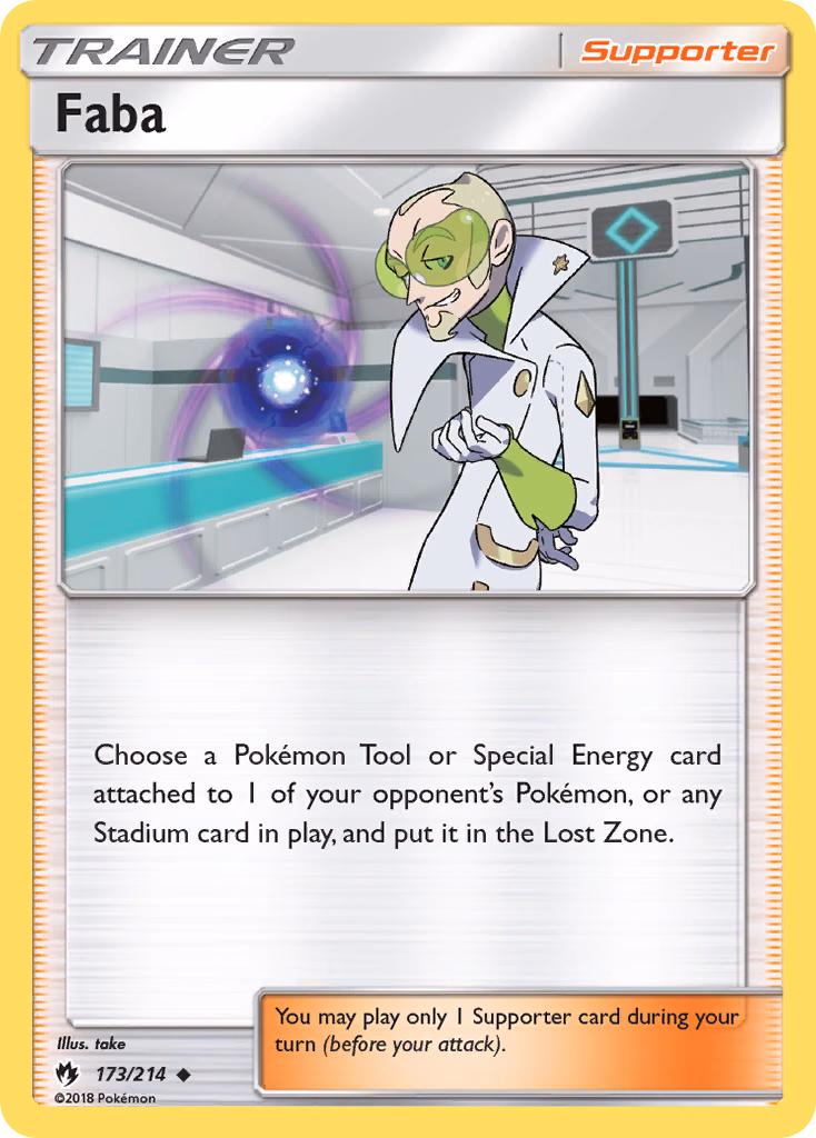 Faba Pokemon card (173/214, Lost Thunder)