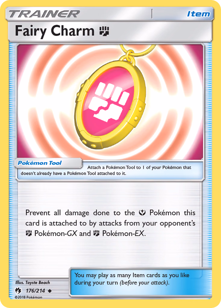 Fairy Charm Fighting Pokemon card (176/214, Lost Thunder)