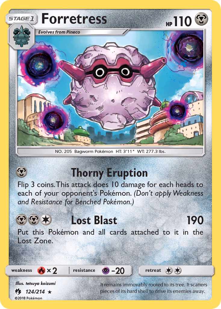 Forretress Pokemon card (124/214, Lost Thunder)