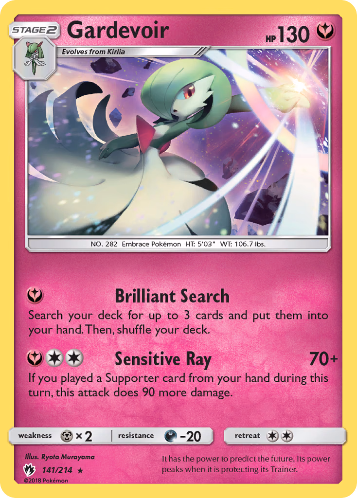 Gardevoir Pokemon card (141/214, Lost Thunder)