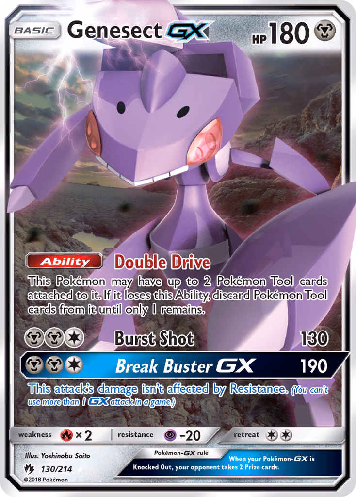 Genesect-GX Pokemon card (130/214, Lost Thunder)