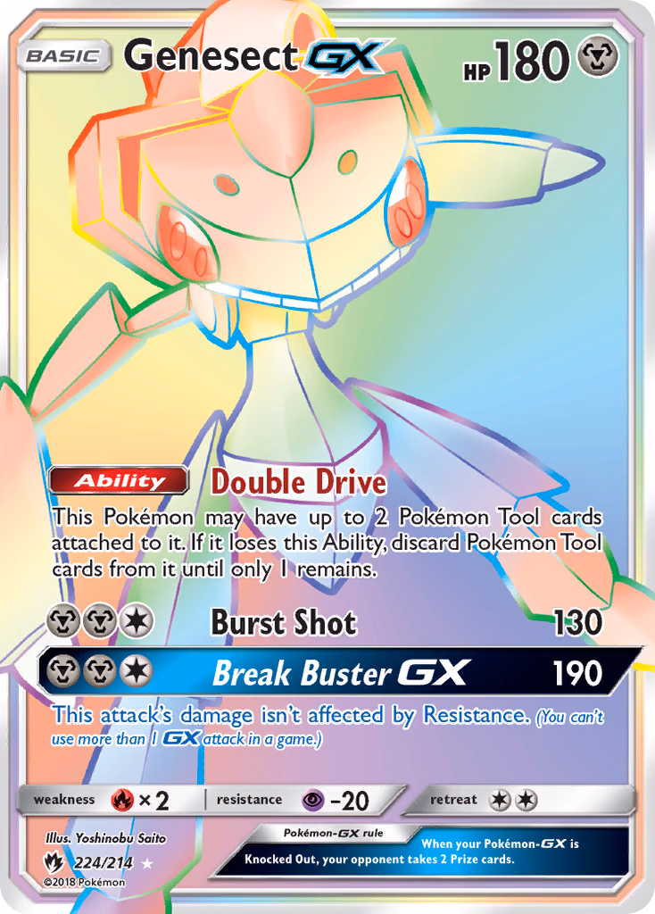 Genesect-GX Pokemon card (224/214, Lost Thunder)
