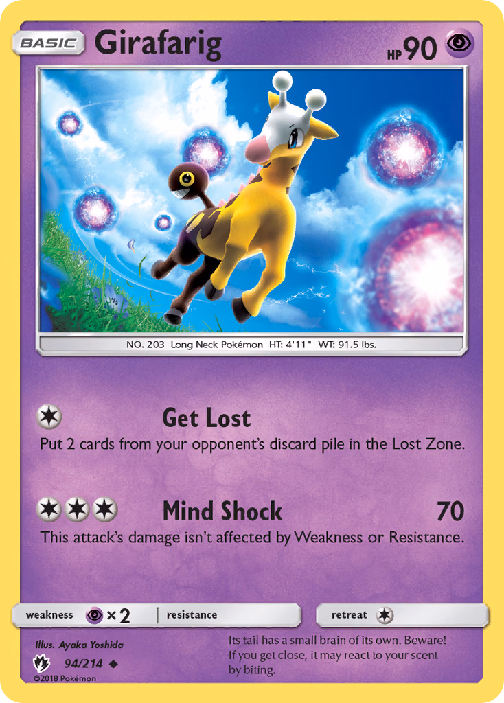 Girafarig Pokemon card (94/214, Lost Thunder)