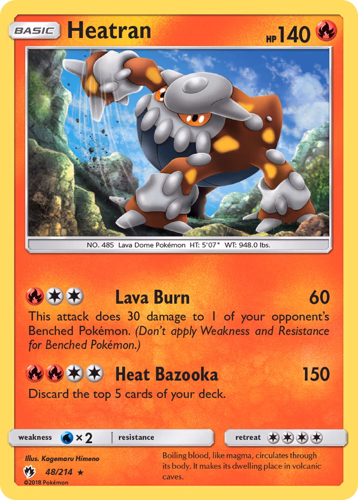 Heatran Pokemon card (48/214, Lost Thunder)