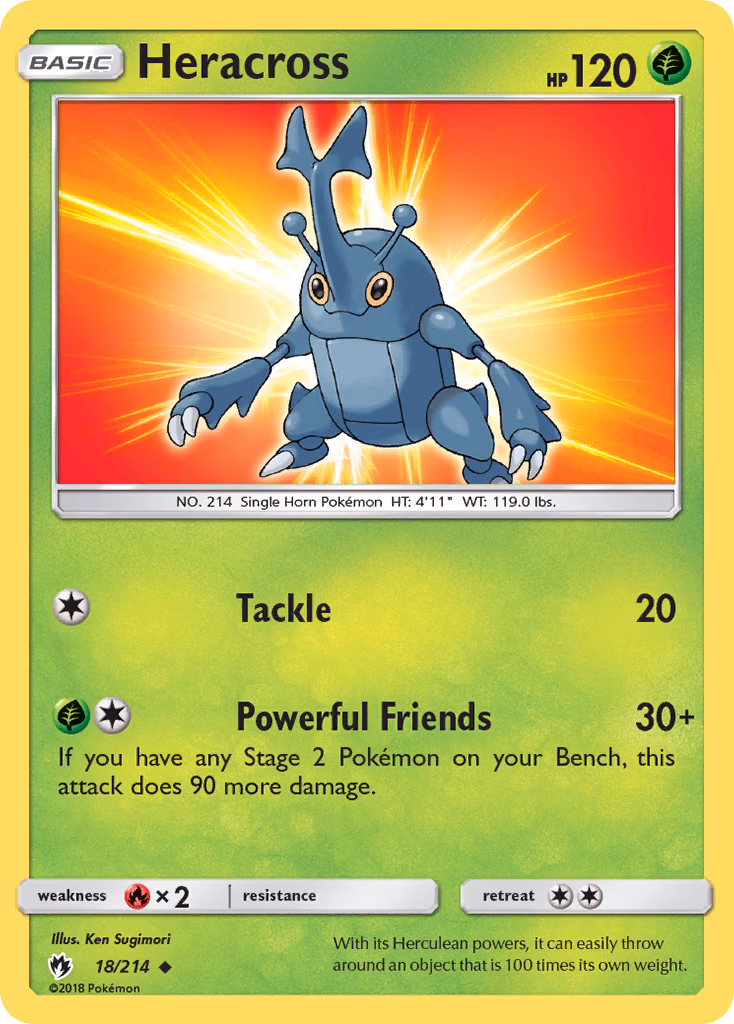 Heracross Pokemon card (18/214, Lost Thunder)