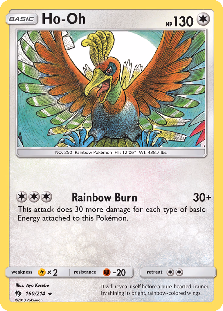 Ho-Oh Pokemon card (160/214, Lost Thunder)