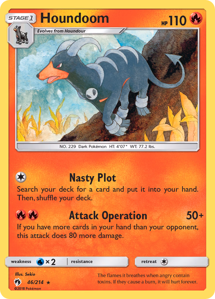 Houndoom Pokemon card (46/214, Lost Thunder)