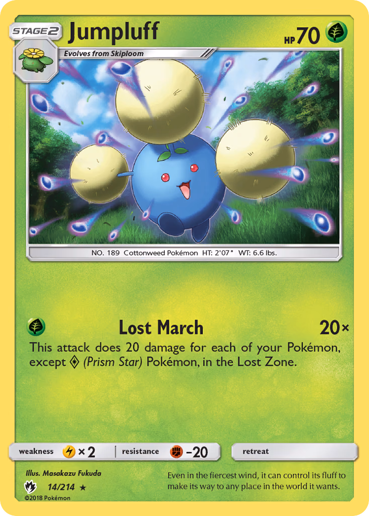 Jumpluff Pokemon card (14/214, Lost Thunder)