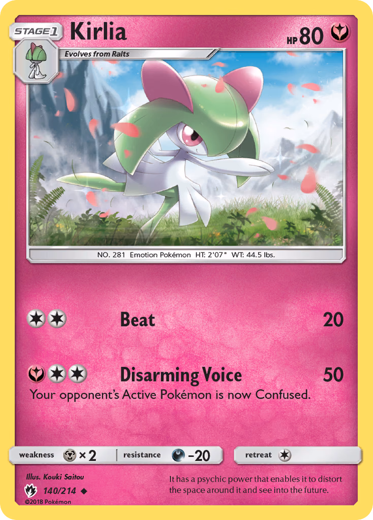 Kirlia Pokemon card (140/214, Lost Thunder)