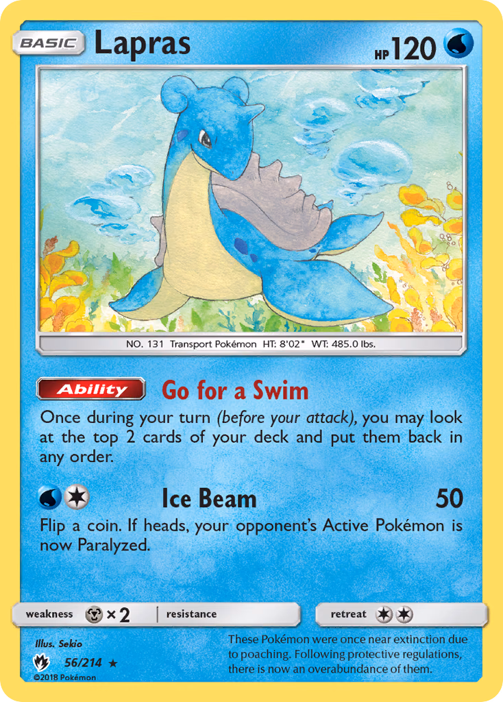 Lapras Pokemon card (56/214, Lost Thunder)