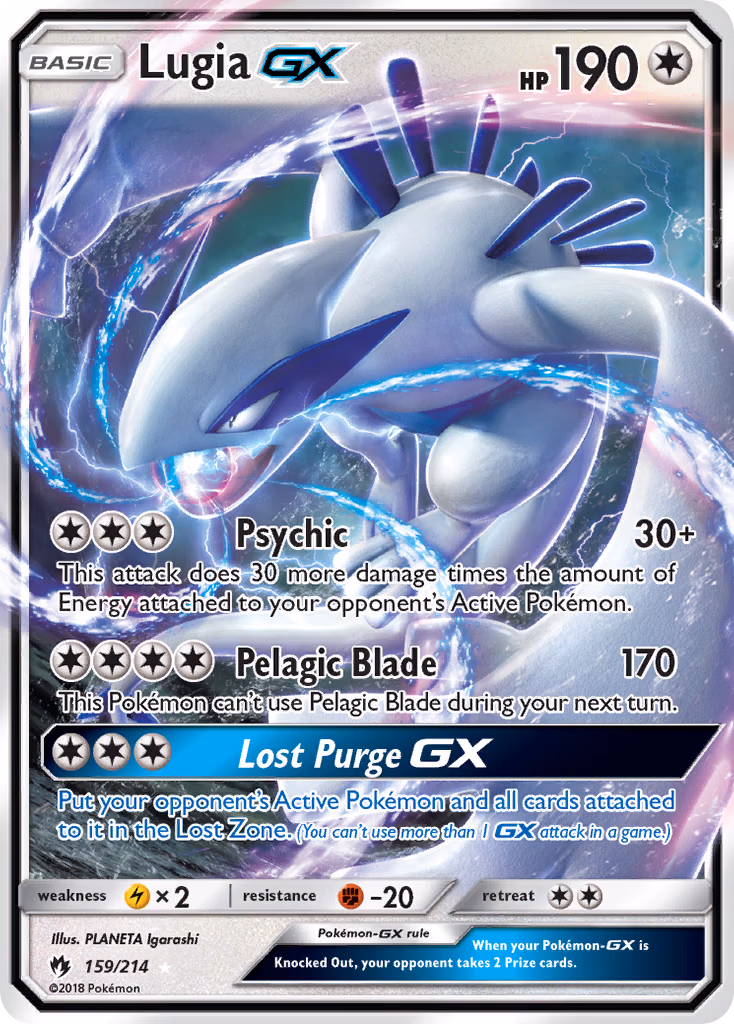 Lugia-GX Pokemon card (159/214, Lost Thunder)