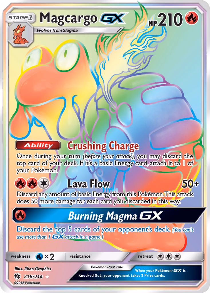 Magcargo-GX Pokemon card (218/214, Lost Thunder)