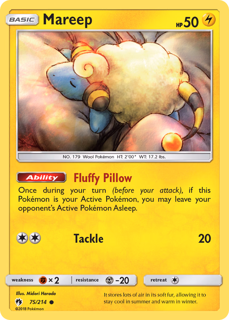 Mareep Pokemon card (75/214, Lost Thunder)