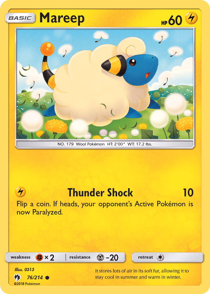 Mareep Pokemon card (76/214, Lost Thunder)