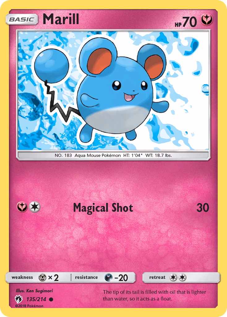 Marill Pokemon card (135/214, Lost Thunder)