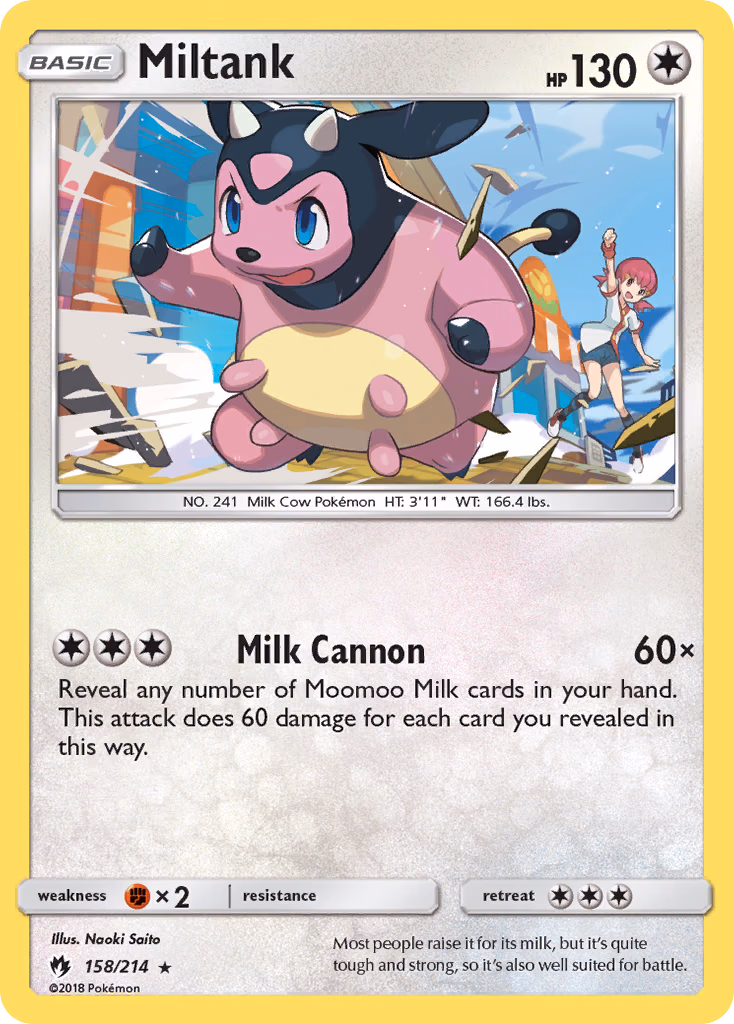 Miltank Pokemon card (158/214, Lost Thunder)