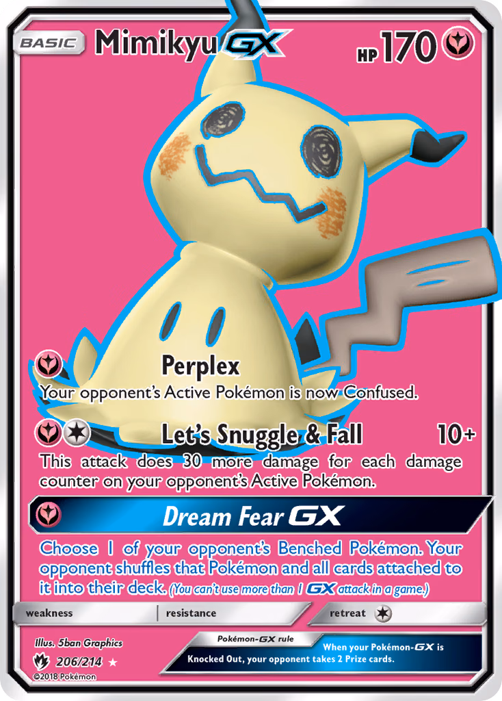 Mimikyu-GX Pokemon card (206/214, Lost Thunder)