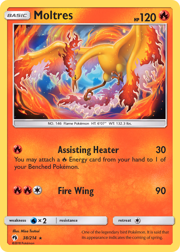 Moltres Pokemon card (38/214, Lost Thunder)
