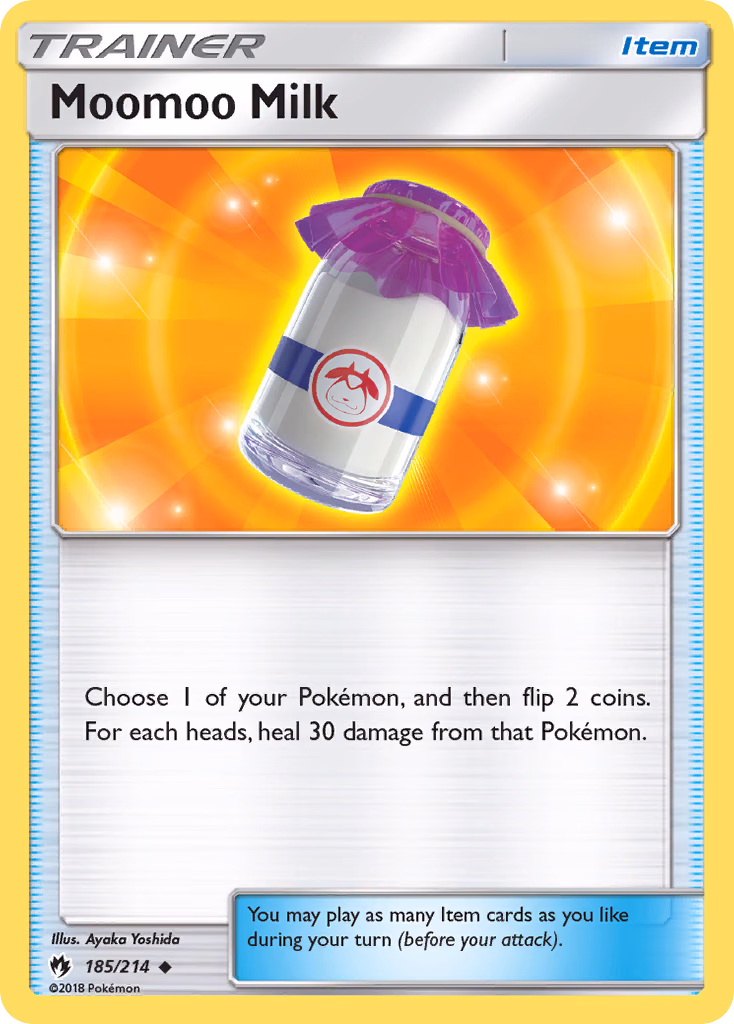 Moomoo Milk Pokemon card (185/214, Lost Thunder)