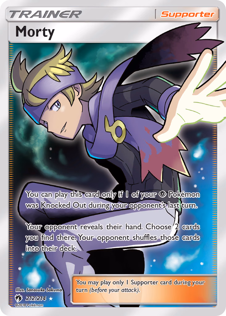 Morty Pokemon card (212/214, Lost Thunder)