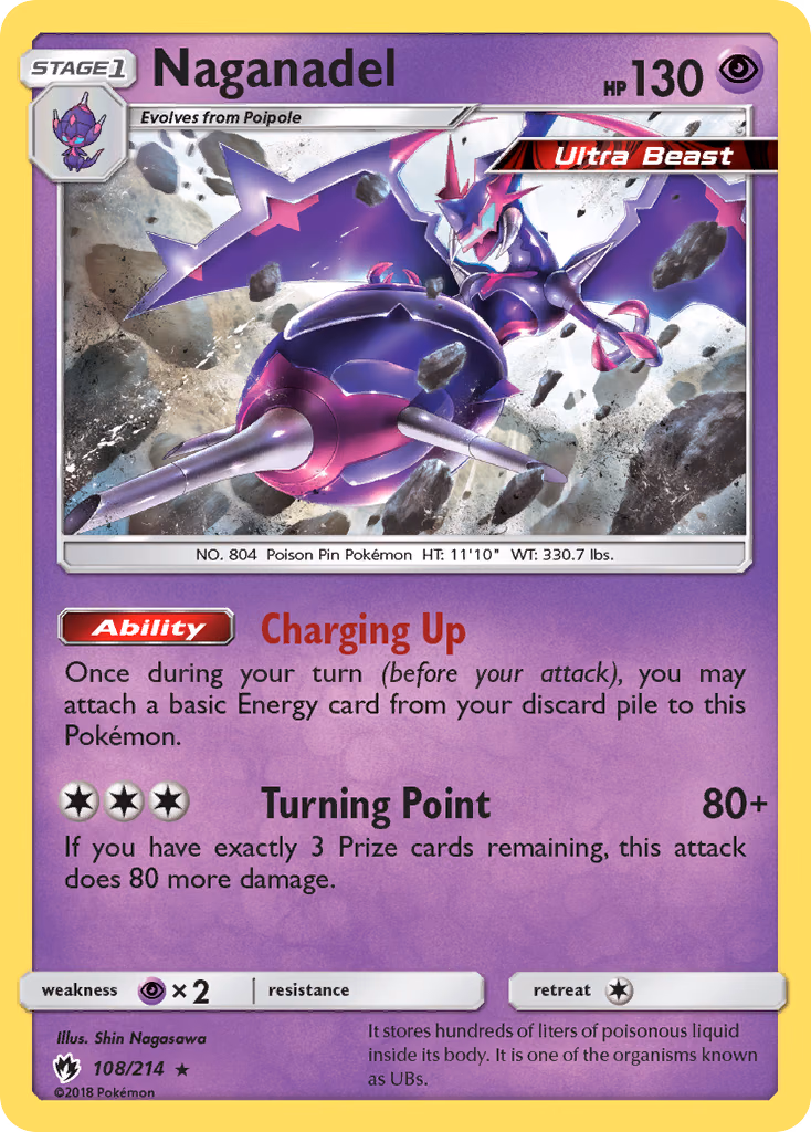 Naganadel Pokemon card (108/214, Lost Thunder)