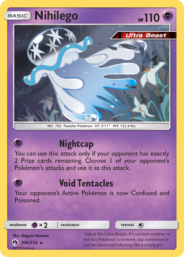Nihilego Pokemon card (106/214, Lost Thunder)