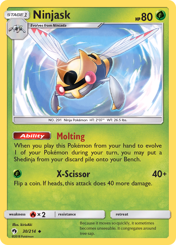 Ninjask Pokemon card (30/214, Lost Thunder)