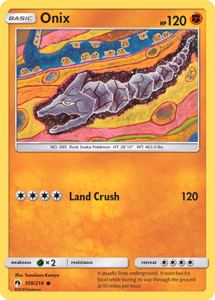 Onix Pokemon card (109/214, Lost Thunder)
