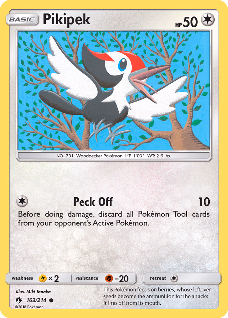 Pikipek Pokemon card (163/214, Lost Thunder)