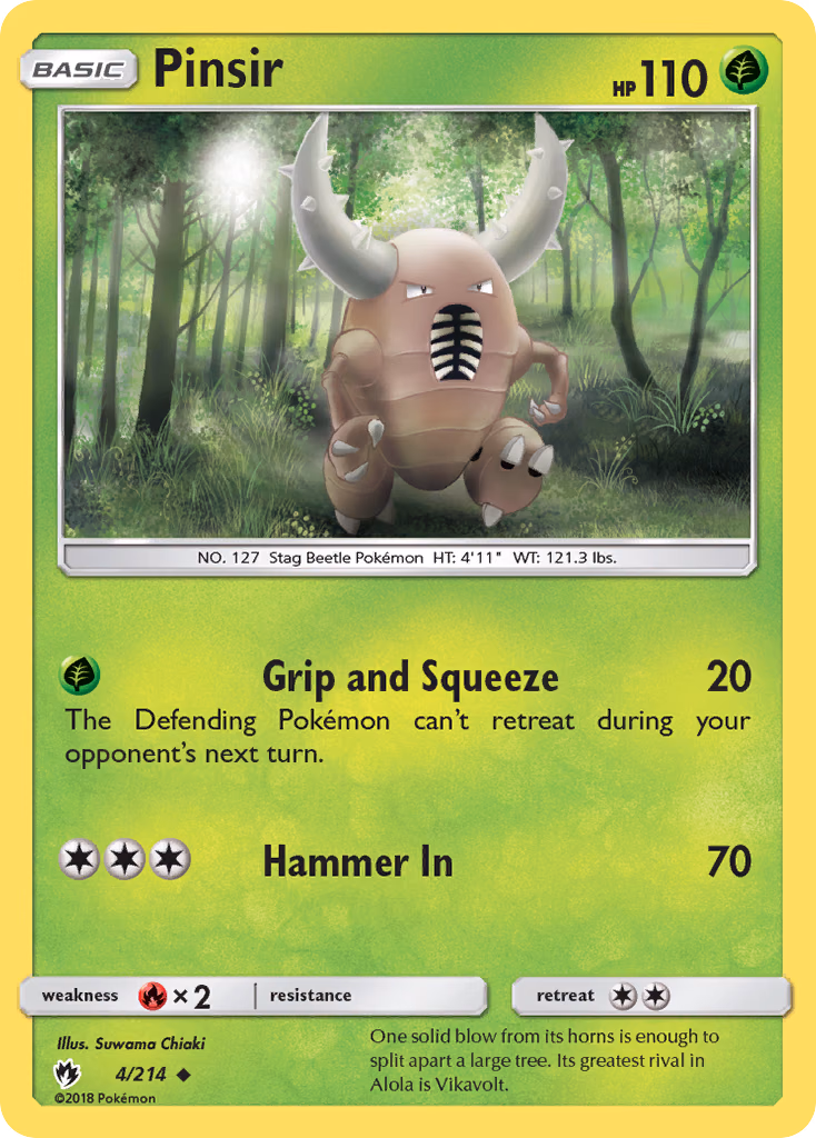 Pinsir Pokemon card (4/214, Lost Thunder)