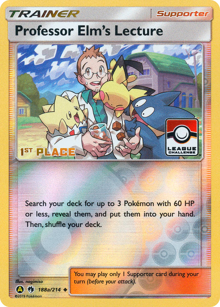 Professor Elm's Lecture Pokemon card (188a/214, Lost Thunder)