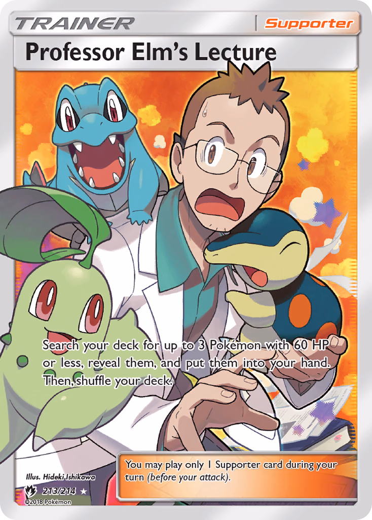 Professor Elm's Lecture Pokemon card (213/214, Lost Thunder)