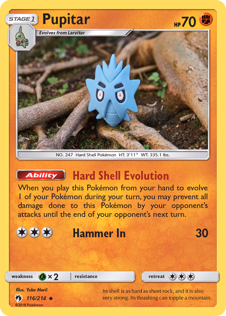 Pupitar Pokemon card (116/214, Lost Thunder)