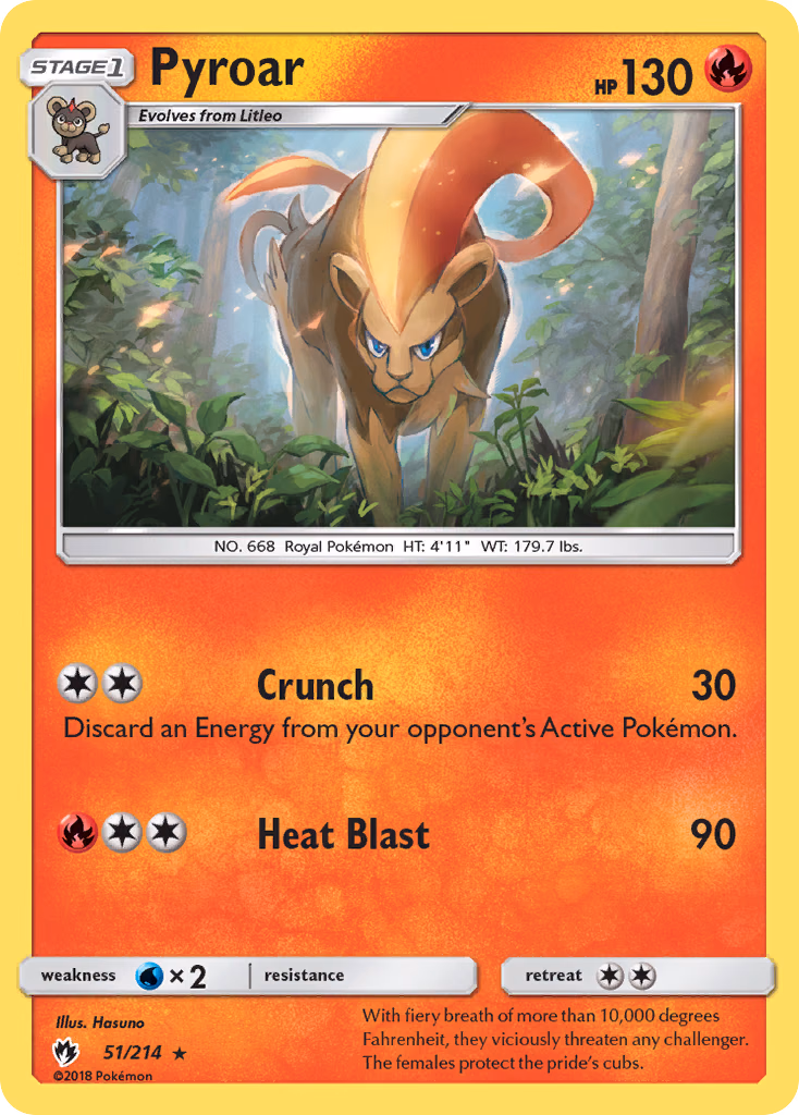Pyroar Pokemon card (51/214, Lost Thunder)