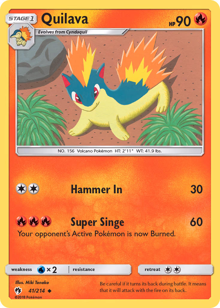 Quilava Pokemon card (41/214, Lost Thunder)