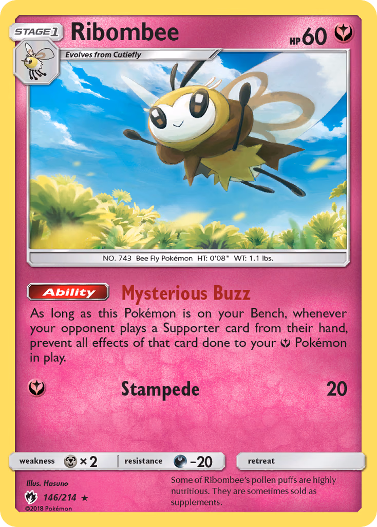 Ribombee Pokemon card (146/214, Lost Thunder)