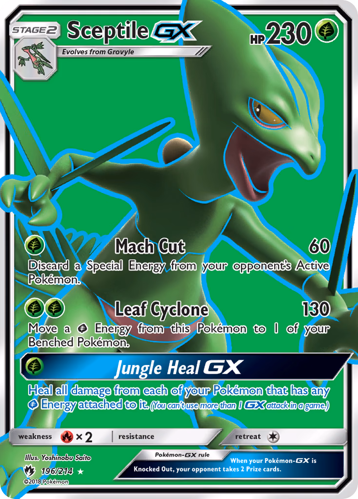 Sceptile-GX Pokemon card (196/214, Lost Thunder)