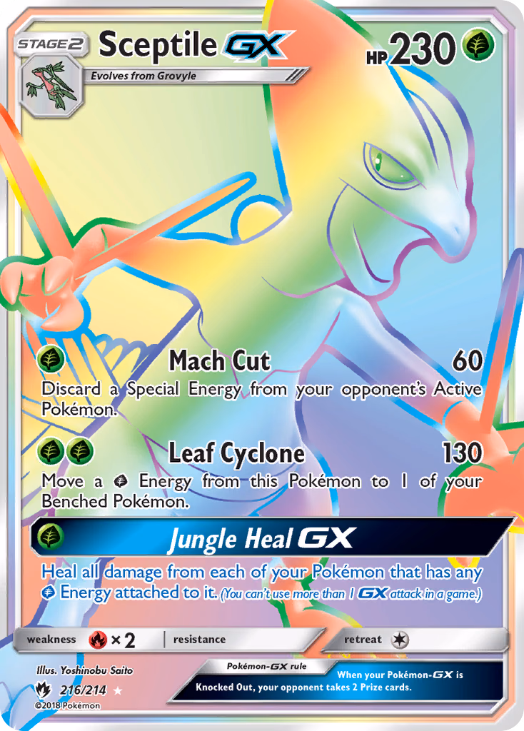 Sceptile-GX Pokemon card (216/214, Lost Thunder)