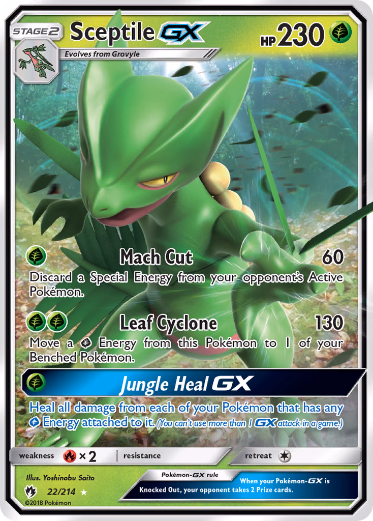 Sceptile-GX Pokemon card (22/214, Lost Thunder)