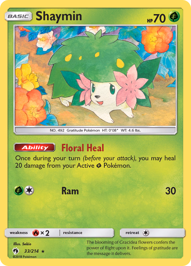 Shaymin Pokemon card (33/214, Lost Thunder)