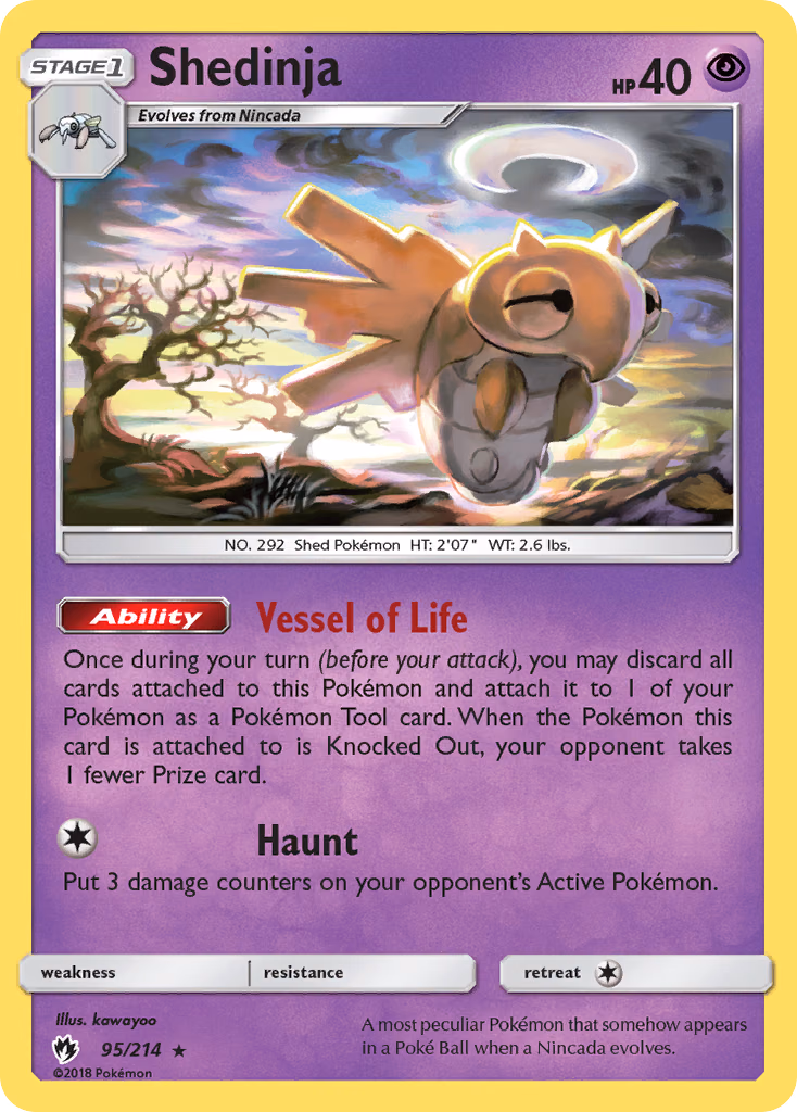 Shedinja Pokemon card (95/214, Lost Thunder)