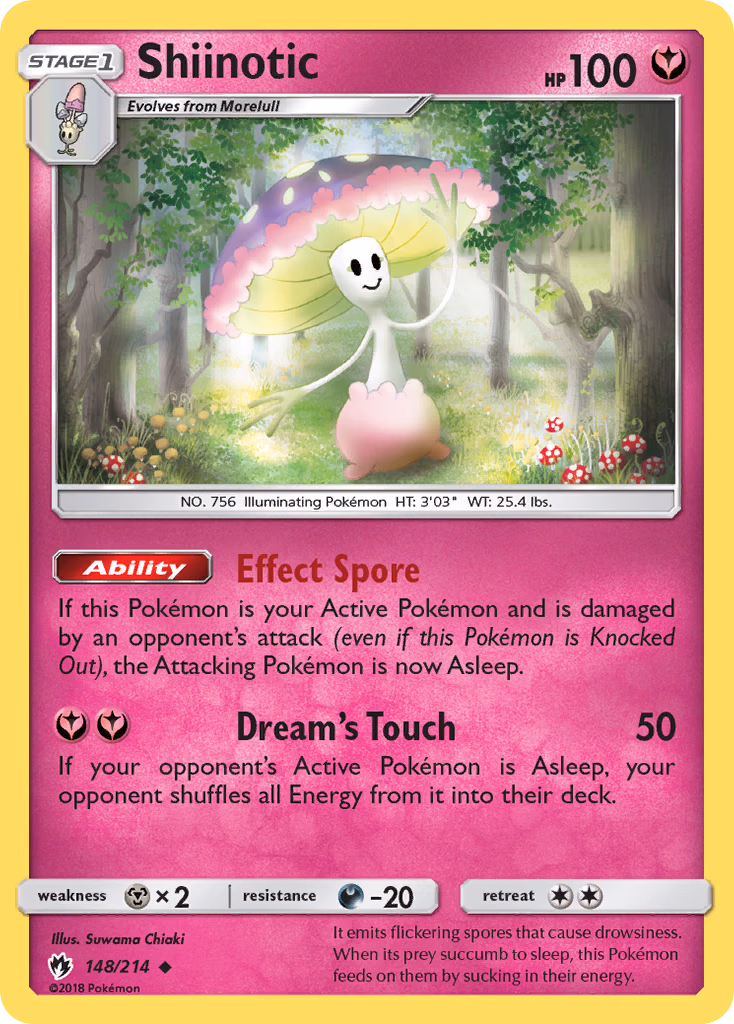Shiinotic Pokemon card (148/214, Lost Thunder)