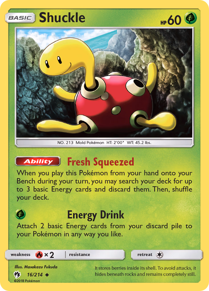 Shuckle Pokemon card (16/214, Lost Thunder)