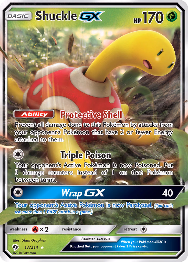 Shuckle-GX Pokemon card (17/214, Lost Thunder)
