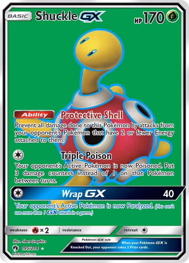 Shuckle-GX Pokemon card (195/214, Lost Thunder)
