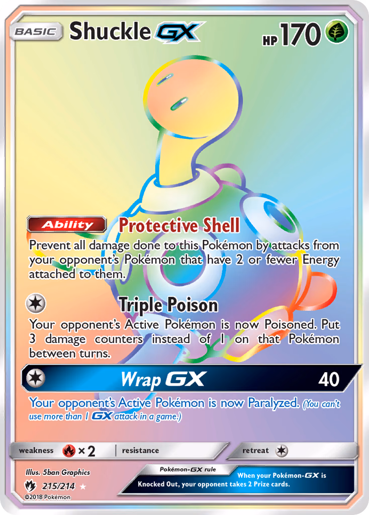 Shuckle-GX Pokemon card (215/214, Lost Thunder)