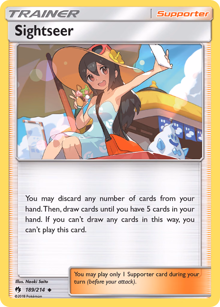Sightseer Pokemon card (189/214, Lost Thunder)