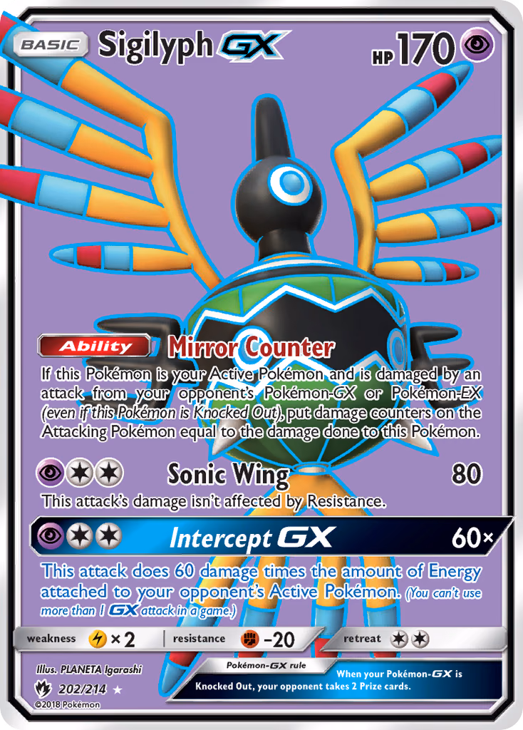 Sigilyph-GX Pokemon card (202/214, Lost Thunder)